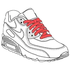 Sneaker with the laces highlighted